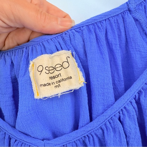 9Seed Temescal Puff Sleeve Top in Moroccan Blue Size M/L - Picture 5 of 9